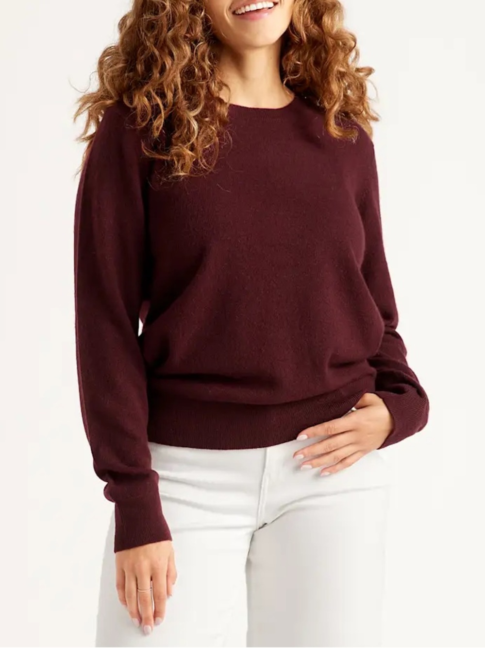Quince Mongolian Spring Cashmere Crewneck Sweater Burgundy S Small 100% Cashmere